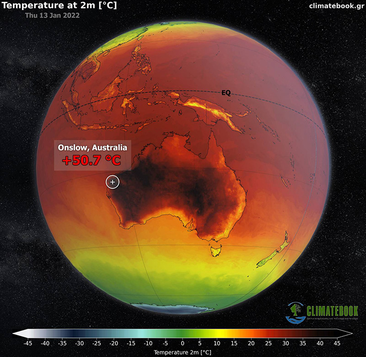 Τους 51°C πλησίασε η θερμοκρασία στην Αυστραλία την Τετάρτη 12 Ιανουαρίου 2022
