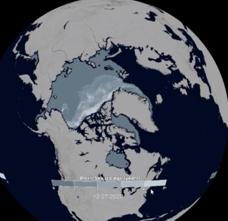 H ηλικία του θαλάσσιου πάγου της Αρκτικής για το διάστημα 1984-2020